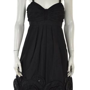 BCBG MAXAZRIA WOMENS BLACK BEADED SHEATH KNEE LENGTH COCKTAIL DRESS